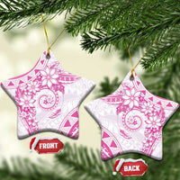 Polynesian Pattern With Plumeria Flowers Ceramic Ornament Pink LT05 Star Pink - Polynesian Pride