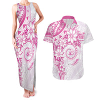Polynesian Pattern With Plumeria Flowers Couples Matching Tank Maxi Dress and Hawaiian Shirt Pink LT05 Pink - Polynesian Pride