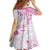 Polynesian Pattern With Plumeria Flowers Family Matching Long Sleeve Bodycon Dress and Hawaiian Shirt Pink