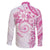 Polynesian Pattern With Plumeria Flowers Family Matching Long Sleeve Bodycon Dress and Hawaiian Shirt Pink