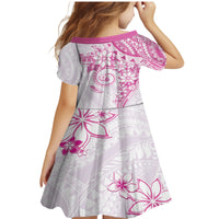 Polynesian Pattern With Plumeria Flowers Family Matching Mermaid Dress and Hawaiian Shirt Pink