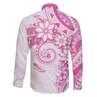 Polynesian Pattern With Plumeria Flowers Family Matching Mermaid Dress and Hawaiian Shirt Pink
