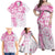 Polynesian Pattern With Plumeria Flowers Family Matching Off Shoulder Maxi Dress and Hawaiian Shirt Pink