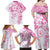 Polynesian Pattern With Plumeria Flowers Family Matching Off Shoulder Maxi Dress and Hawaiian Shirt Pink