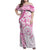 Polynesian Pattern With Plumeria Flowers Family Matching Off Shoulder Maxi Dress and Hawaiian Shirt Pink