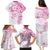 Polynesian Pattern With Plumeria Flowers Family Matching Puletasi and Hawaiian Shirt Pink