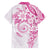 Polynesian Pattern With Plumeria Flowers Family Matching Puletasi and Hawaiian Shirt Pink