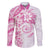 Polynesian Pattern With Plumeria Flowers Family Matching Puletasi and Hawaiian Shirt Pink