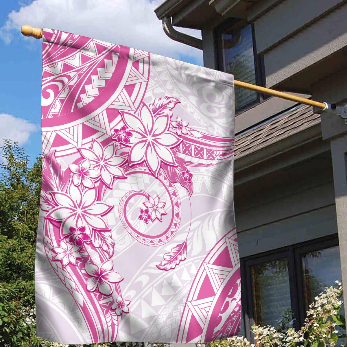 Polynesian Pattern With Plumeria Flowers Garden Flag Pink LT05 - Polynesian Pride