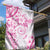 Polynesian Pattern With Plumeria Flowers Garden Flag Pink