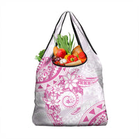 Polynesian Pattern With Plumeria Flowers Grocery Bag Pink LT05 1-pack One Size Pink - Polynesian Pride