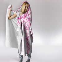 Polynesian Pattern With Plumeria Flowers Hooded Blanket Pink LT05 - Polynesian Pride