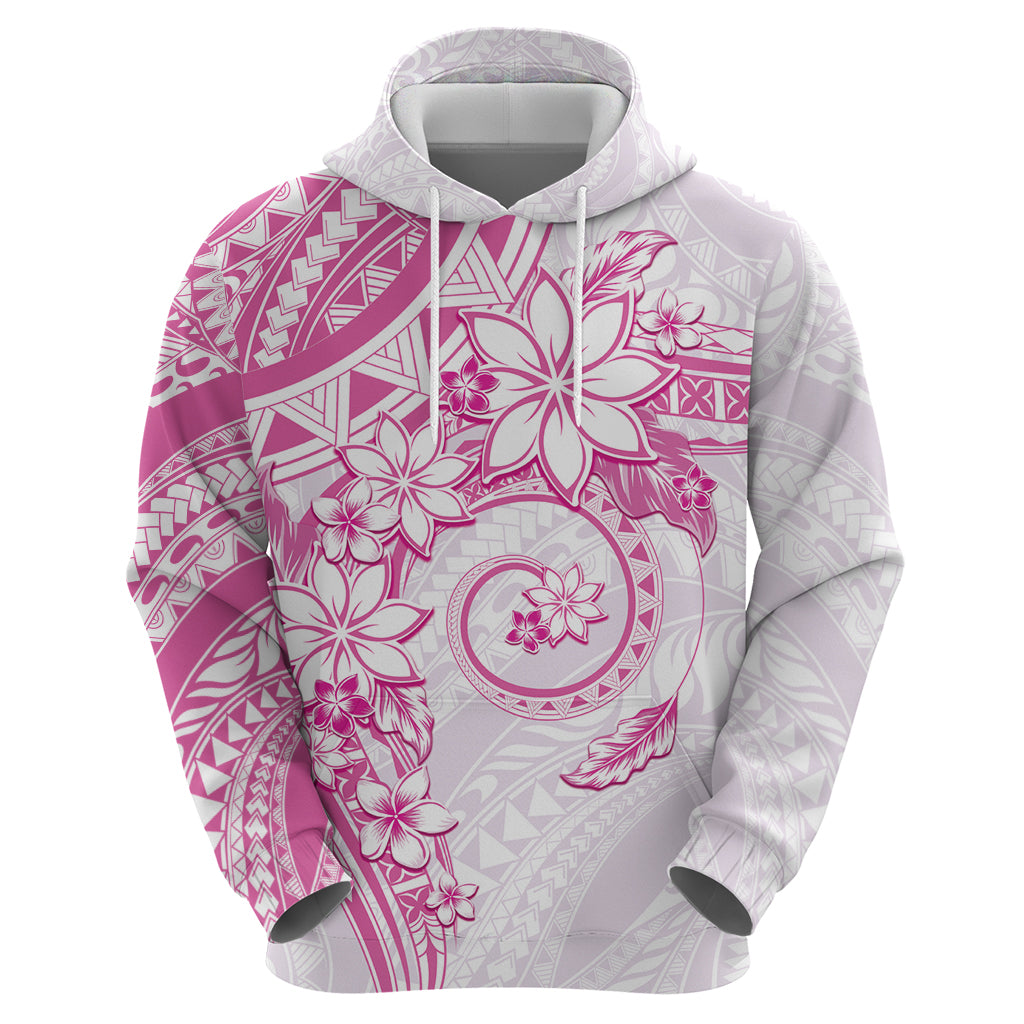 Polynesian Pattern With Plumeria Flowers Hoodie Pink LT05 - Polynesian Pride