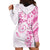 Polynesian Pattern With Plumeria Flowers Hoodie Dress Pink