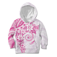 Polynesian Pattern With Plumeria Flowers Kid Hoodie Pink