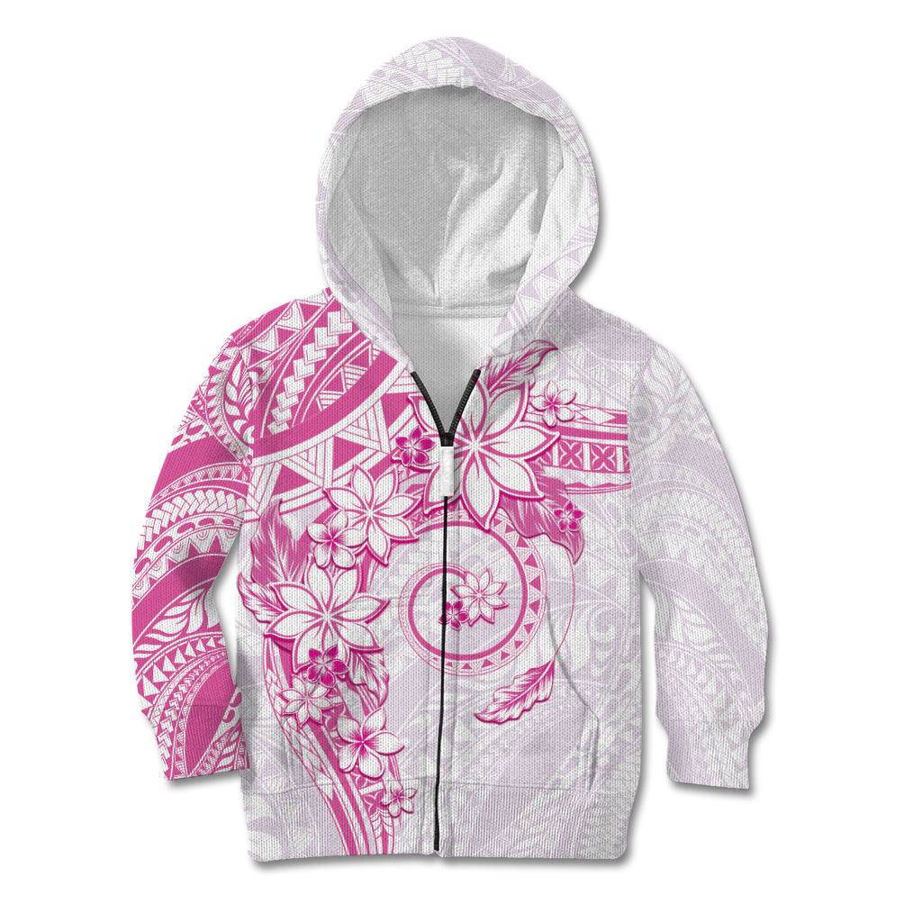 Polynesian Pattern With Plumeria Flowers Kid Hoodie Pink