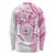 Polynesian Pattern With Plumeria Flowers Long Sleeve Shirt Pink