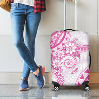 Polynesian Pattern With Plumeria Flowers Luggage Cover Pink