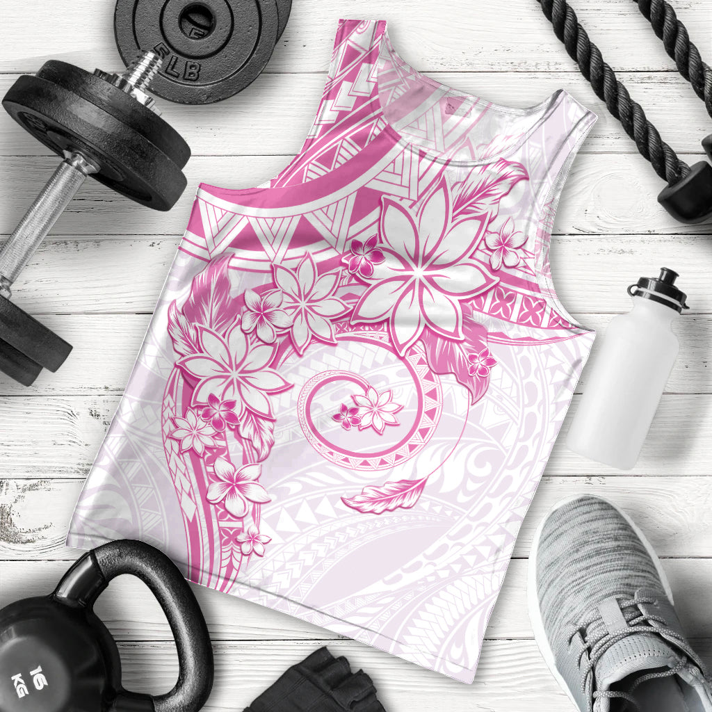Polynesian Pattern With Plumeria Flowers Men Tank Top Pink LT05 - Polynesian Pride