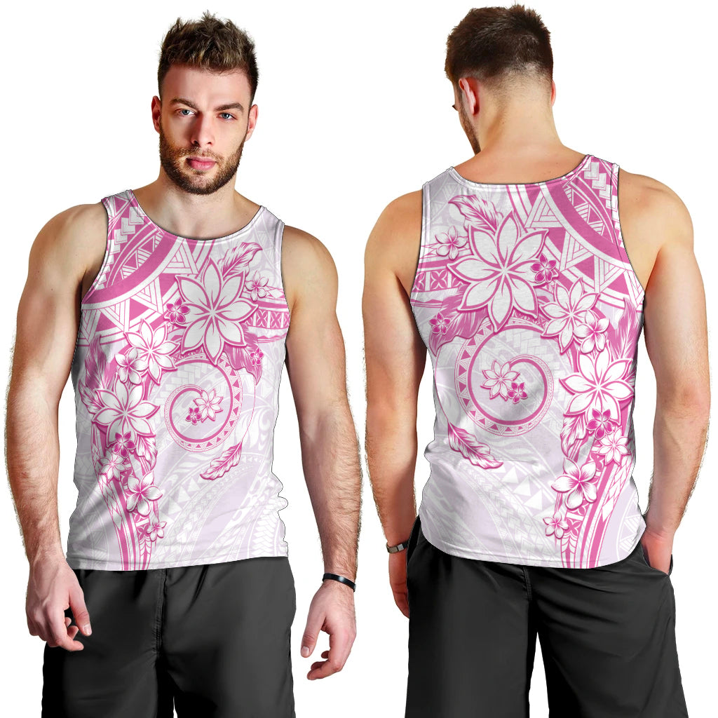 Polynesian Pattern With Plumeria Flowers Men Tank Top Pink LT05 - Polynesian Pride