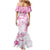 Polynesian Pattern With Plumeria Flowers Mermaid Dress Pink