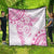 Polynesian Pattern With Plumeria Flowers Quilt Pink