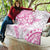 Polynesian Pattern With Plumeria Flowers Quilt Pink