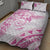 Polynesian Pattern With Plumeria Flowers Quilt Bed Set Pink