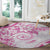 Polynesian Pattern With Plumeria Flowers Round Carpet Pink