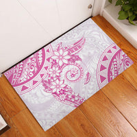 Polynesian Pattern With Plumeria Flowers Rubber Doormat Pink LT05 Pink - Polynesian Pride