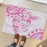 Polynesian Pattern With Plumeria Flowers Rubber Doormat Pink LT05 - Polynesian Pride