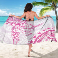 Polynesian Pattern With Plumeria Flowers Sarong Pink