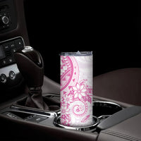Pink Polynesian Pattern With Plumeria Flowers Skinny Tumbler