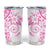 Pink Polynesian Pattern With Plumeria Flowers Tumbler Cup