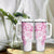 Pink Polynesian Pattern With Plumeria Flowers Tumbler With Handle