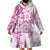 Polynesian Pattern With Plumeria Flowers Wearable Blanket Hoodie Pink