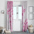 Polynesian Pattern With Plumeria Flowers Window Curtain Pink