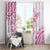 Polynesian Pattern With Plumeria Flowers Window Curtain Pink