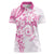 Polynesian Pattern With Plumeria Flowers Women Polo Shirt Pink