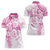 Polynesian Pattern With Plumeria Flowers Women Polo Shirt Pink