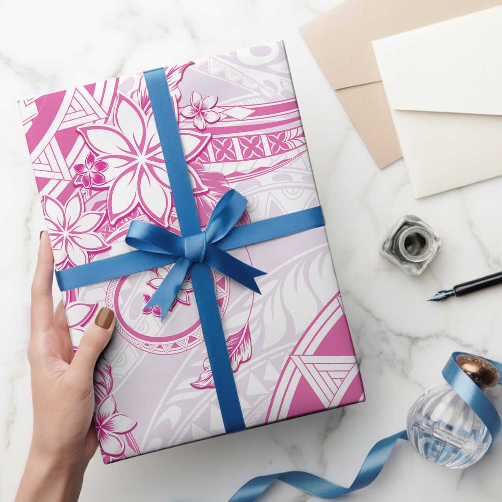 Polynesian Pattern With Plumeria Flowers Wrapping Paper Pink LT05 - Polynesian Pride