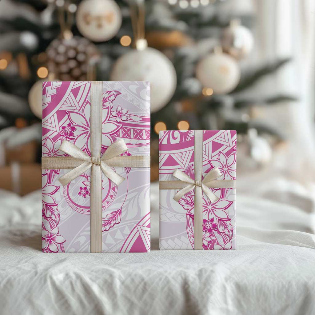 Polynesian Pattern With Plumeria Flowers Wrapping Paper Pink LT05 - Polynesian Pride