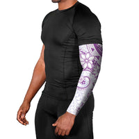 Polynesian Pattern With Plumeria Flowers Arm Sleeves Purple - Polynesian Pride