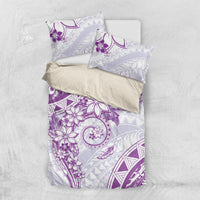 Polynesian Pattern With Plumeria Flowers Bedding Set Purple LT05 US Twin 172cm x 218cm Purple - Polynesian Pride