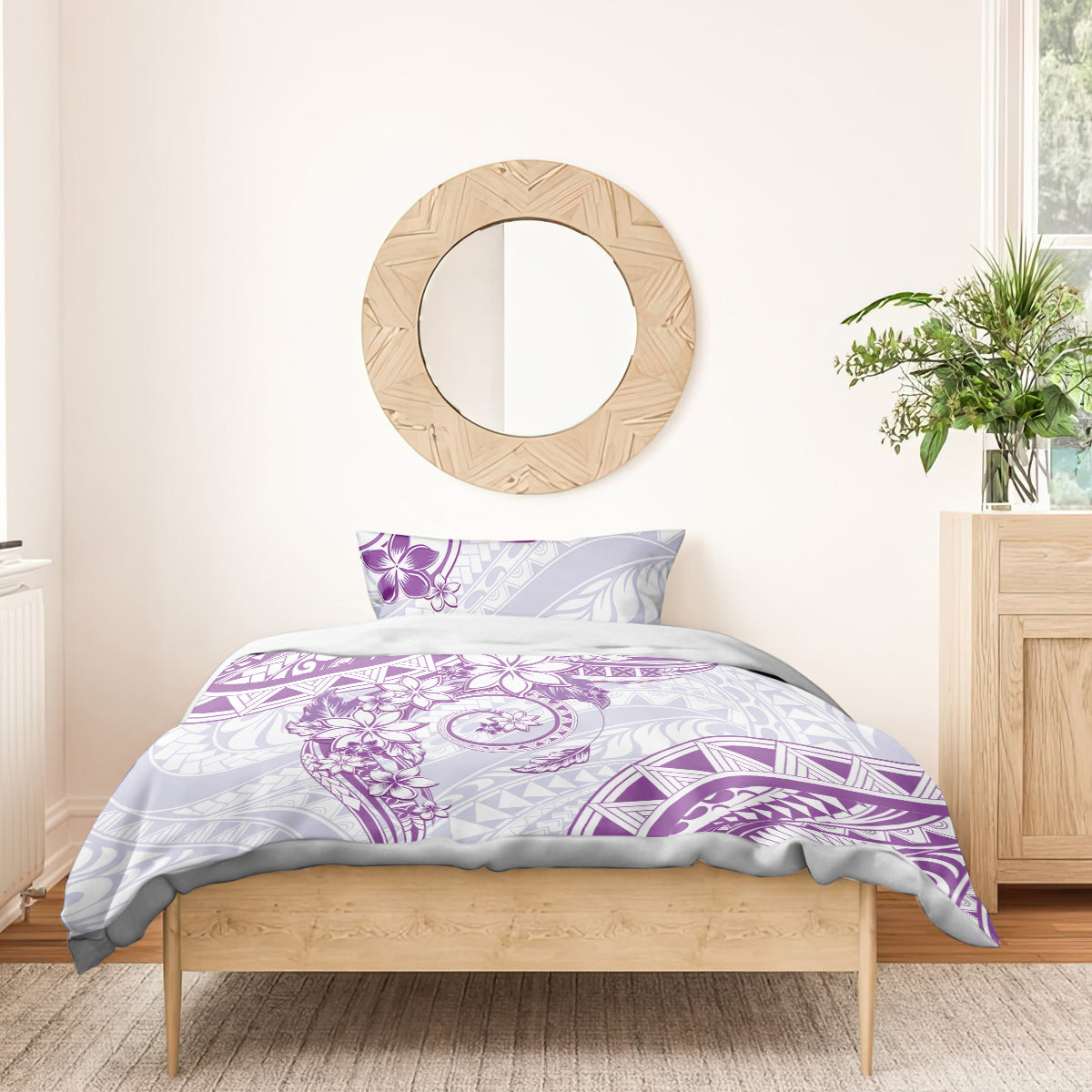 Polynesian Pattern With Plumeria Flowers Bedding Set Purple LT05 - Polynesian Pride