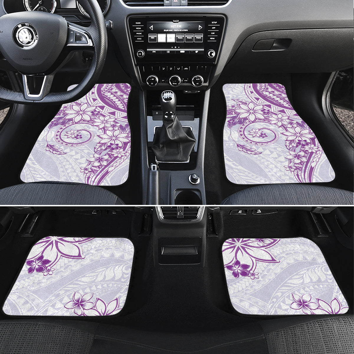 Polynesian Pattern With Plumeria Flowers Car Mats Purple LT05 Set 4pcs Purple - Polynesian Pride