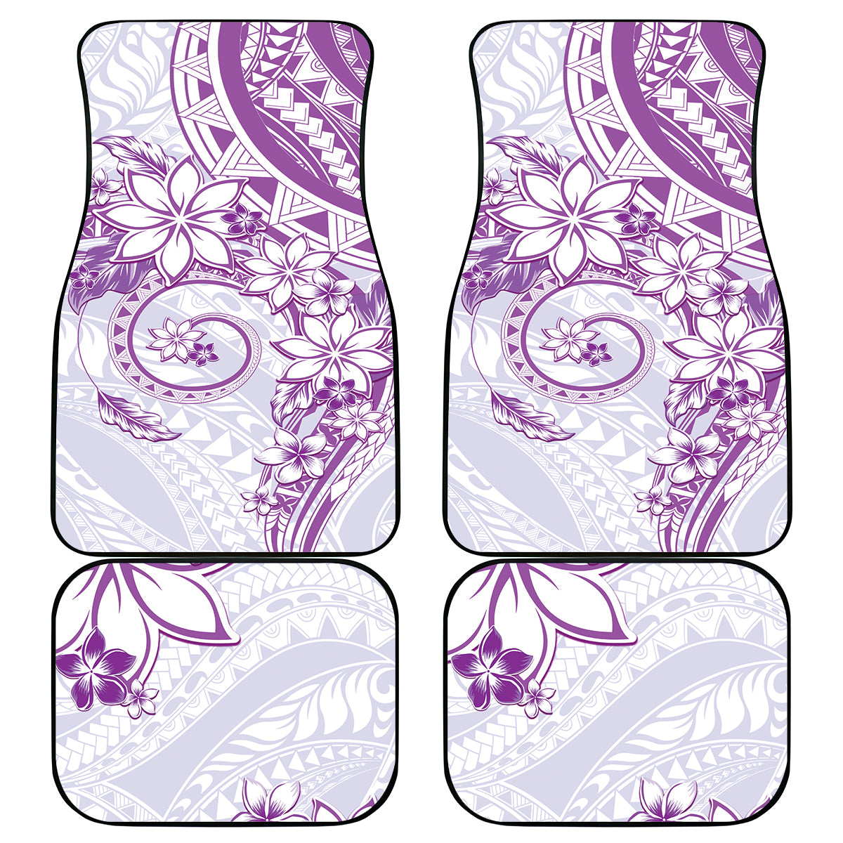 Polynesian Pattern With Plumeria Flowers Car Mats Purple LT05 - Polynesian Pride