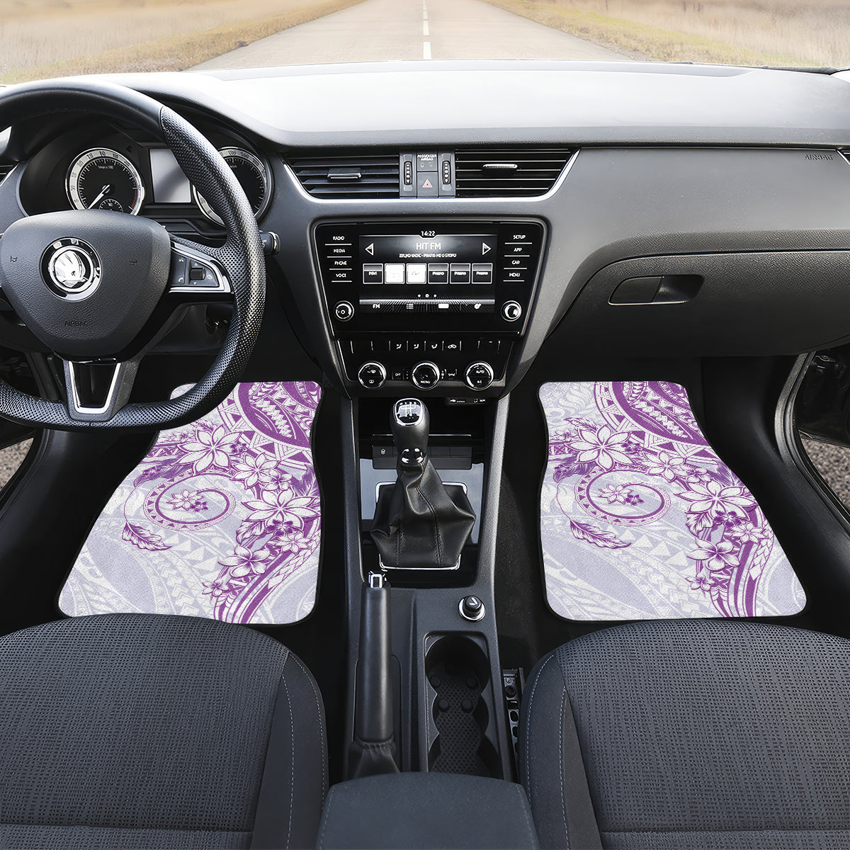 Polynesian Pattern With Plumeria Flowers Car Mats Purple LT05 Set 2pcs - Front Purple - Polynesian Pride
