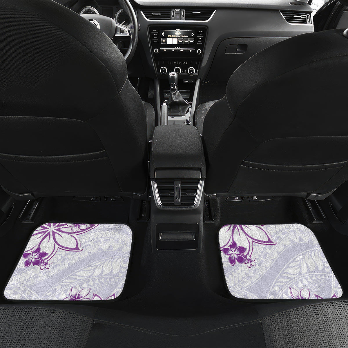 Polynesian Pattern With Plumeria Flowers Car Mats Purple LT05 Set 2pcs - Back Purple - Polynesian Pride