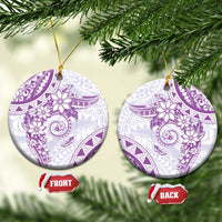 Polynesian Pattern With Plumeria Flowers Ceramic Ornament Purple LT05 Circle Purple - Polynesian Pride